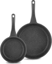 Schafer Famos Yanmaz Yapışmaz 2 Parça Granit Döküm Tava Seti - Gri thumbnail 3