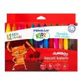 Pensan Kidz 12 Renk Yıkanabilir Jumbo Keçeli Kalem (99040/12) - 1