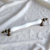 Gerçek Porselen Eskitme Antik Beyaz 128 mm Mobilya Mutfak Çekmece Dolap Dolabı Kulpu Kulbu Kulpları thumbnail 4