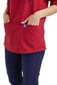 VIOLET- Kadın Koton Kırmızı Medikal Üniforma Üst thumbnail 3