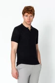 Erkek Fit Extra Rahat Düğmeli Polo Yaka Delikli T-Shirt - 5