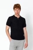 Erkek Fit Extra Rahat Düğmeli Polo Yaka Delikli T-Shirt - 3