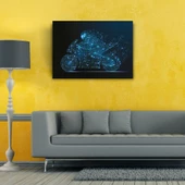 Siyah ve Mavi Tonlarda Spor Motosiklet Kanvas Tablo 50 x 70 thumbnail 2
