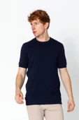 Erkek Fit Extra Yuvarlak Yaka Düz Triko T-Shirt - 7