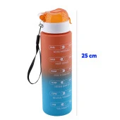 Çift Renk Motivasyon Matarası Pipetsiz Çocuk Sporcu Su Şişesi 800 ml Sızdırmaz Suluk 800 cc thumbnail 2