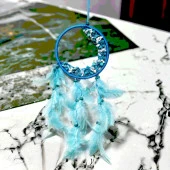 Doğal Taşlı Turkuaz Rengi Kuş Tüylü Düş Kapanı thumbnail 2