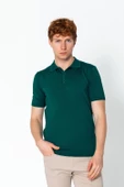 Erkek Fit Altı Kolları Lastikli Polo Yaka Düğmeli Triko T-Shirt - 12