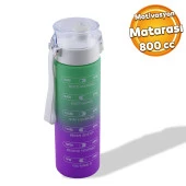 Çift Renk Motivasyon Matarası Pipetsiz Çocuk Sporcu Su Şişesi 800 ml Sızdırmaz Suluk 800 cc thumbnail 1