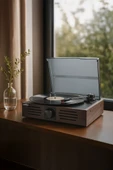 Midex MTX-106BN Nostaljik Retro Pikap Plak Çalar (Bluetooth Aux Hoparlörlü 3 Devir) İğne Dahil - 1