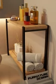 FurnatureDesign Banyo Düzenleyici 2 Raflı Metal Masa Üstü Organizer - Atlantik Çam - 2