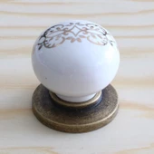 Gerçek Porselen Düğme Eskitme Antik Sarı Mobilya Mutfak Çekmece Dolap Dolabı Kulpu Kulbu Kulpları thumbnail 3