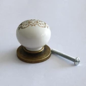 Gerçek Porselen Düğme Eskitme Antik Sarı Mobilya Mutfak Çekmece Dolap Dolabı Kulpu Kulbu Kulpları thumbnail 5