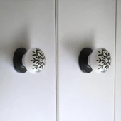 Gerçek Porselen Siyah Kulp Düğme Mobilya Mutfak Dolabı Çekmece Dolap Kulpları Kapak Kulpu Kulbu thumbnail 3