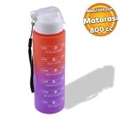 Çift Renk Motivasyon Matarası Pipetsiz Çocuk Sporcu Su Şişesi 800 ml Sızdırmaz Suluk 800 cc thumbnail 1