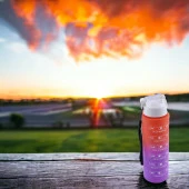 Çift Renk Motivasyon Matarası Pipetsiz Çocuk Sporcu Su Şişesi 800 ml Sızdırmaz Suluk 800 cc thumbnail 5