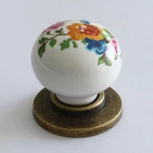 Gerçek Porselen Kulp Çiçekli Düğme Mobilya Mutfak Dolabı Çekmece Dolap Kulpları Kapak Kulpu Kulbu - 6