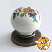 Gerçek Porselen Kulp Çiçekli Düğme Mobilya Mutfak Dolabı Çekmece Dolap Kulpları Kapak Kulpu Kulbu - 1