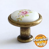Gerçek Porselen Kulp Çiçekli Düğme Mobilya Mutfak Dolabı Çekmece Dolap Kulpları Kapak Kulpu Kulbu - 1