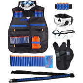 Nerf N-Strike Elite Oyuncak Tabanca uyumlu FULL Oyun Seti Yelek Gözlük Kabze Kemer Askısı Bileklik 40 Mermi Maske thumbnail 2