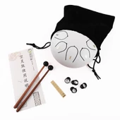 Jwin JTN-68 6 Inç 8 Ses Ton Çelik Handpan Tongue Drum Davulu - Beyaz - 1