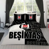 Taç Lisanslı Çift Kişilik Nevresim Takımı Beşiktaş Parçalı Logo - 1