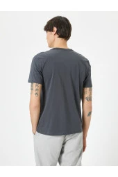 Bisiklet Yaka Tişört Cep Detaylı Kısa Kollu Pamuklu thumbnail 4