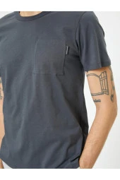 Bisiklet Yaka Tişört Cep Detaylı Kısa Kollu Pamuklu thumbnail 5