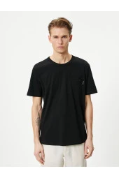 Bisiklet Yaka Tişört Cep Detaylı Kısa Kollu Pamuklu thumbnail 9