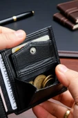 Hakiki Deri Erkek Cüzdan Dik Model – 12 Kart - Bozuk Para Bölmeli - İsim Baskılı - Minimalist Tasarım thumbnail 5