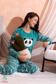 Kışlık Uzun Kollu Bayan Peluş Polar Pijama Takımı İpeksi Doku - 3