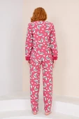 Kışlık Uzun Kollu Bayan Peluş Polar Pijama Takımı İpeksi Doku - 9