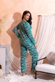 Kışlık Uzun Kollu Bayan Peluş Polar Pijama Takımı İpeksi Doku - 7