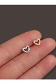 Kalp Tragus Helix Çelik Piercing Kıkırdak Küpesi Zirkon Taşlı - 2