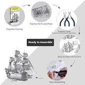 UÇAN HOLLANDALI FLAİNG DUTCHWAN 3D Metal Maket Bulmaca Puzzle modeli kitleri DIY 14+ Yaş 79+ parça - 6