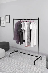 Exent Ayaklı Konfeksiyon Askısı, Askılık, Elbise Askılığı Siyah - 3