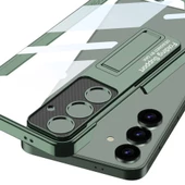 Galaxy S24 Kılıf Kamera Korumalı Şeffaf Tasarımlı Lego Standlı Kılıf - 9