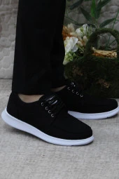 Fort Dks 023 Siyah Beyaz Hafif Rahat Keten Sneaker Erkek Ayakkabı thumbnail 1