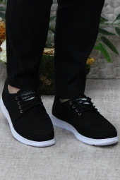 Fort Dks 023 Siyah Beyaz Hafif Rahat Keten Sneaker Erkek Ayakkabı thumbnail 2