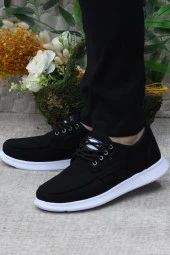 Fort Dks 023 Siyah Beyaz Hafif Rahat Keten Sneaker Erkek Ayakkabı thumbnail 3