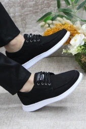 Fort Dks 023 Siyah Beyaz Hafif Rahat Keten Sneaker Erkek Ayakkabı thumbnail 5