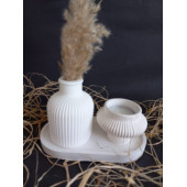 TABAKLI MUMLUK VAZO SET BEYAZ - 3