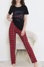 Desenli Pijama Takımı Siyah - 2