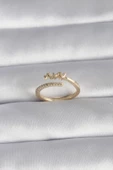Pirinç Gold Renk Zirkon Taş Detay Kalp Model Kadın Yüzük - TJ-BYK3015 - 1