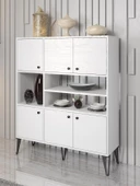 Wood'n Love Atlas Metal Ayaklı 6 Kapaklı Konsol - Vitrin - Wood Siyah / Siyah - 12