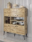 Wood'n Love Atlas Metal Ayaklı 6 Kapaklı Konsol - Vitrin - Wood Siyah / Siyah - 1