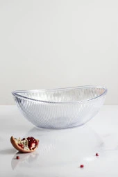 Akrilik Barok Şeffaf Büyük Oval Meyve & Salata Kasesi & Karıştırma Kabı / 3,3 Lt  (CAM DEĞİLDİR) thumbnail 7