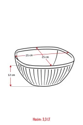 Akrilik Barok Şeffaf Büyük Kare Meyve & Salata Kasesi & Karıştırma Kabı / 3,3 Lt  (CAM DEĞİLDİR) thumbnail 9