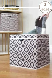 2 Adet Dolap Raf Organizer, Saklama Kutusu, Çamaşır Oyuncak Düzenleyici 30x30x30 Cm 2’li Set - 1