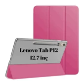 Lenovo Tab P12 12.7inç TB370FU Kalem Bölmeli Kılıf PU Deri Smart Standlı Case - 9