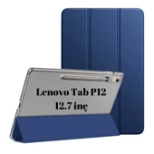 Lenovo Tab P12 12.7inç TB370FU Kalem Bölmeli Kılıf PU Deri Smart Standlı Case - 5